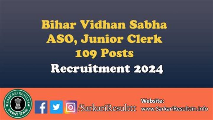 Bihar Vidhan Sabha ASO, Junior Clerk Recruitment 2024: 12वीं पास की नयी भर्ती जारी, यहाँ भरें फॉर्म