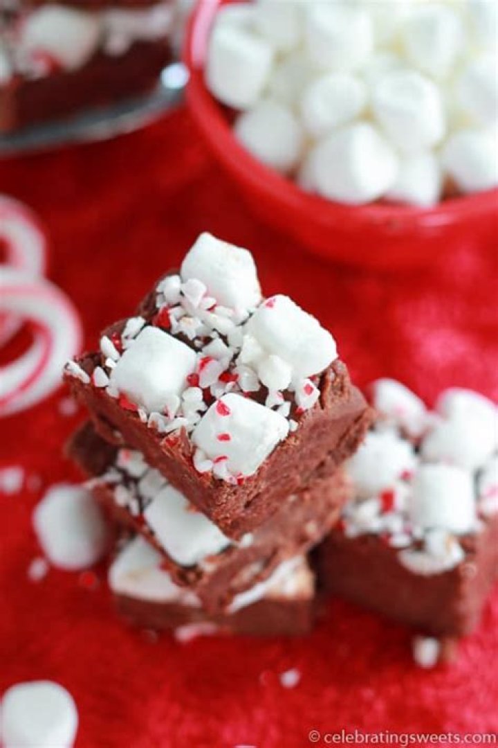 Marshmallow Fudge with Peppermint - Celebrating Sweets