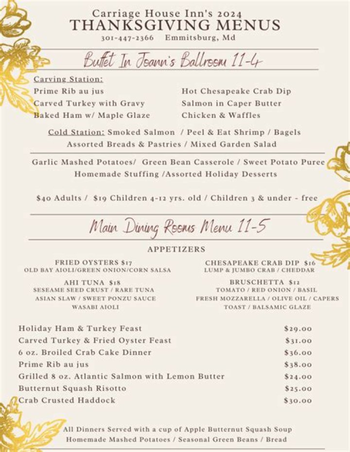 Sergio's Thanksgiving Menu and Prices - SarkariResult